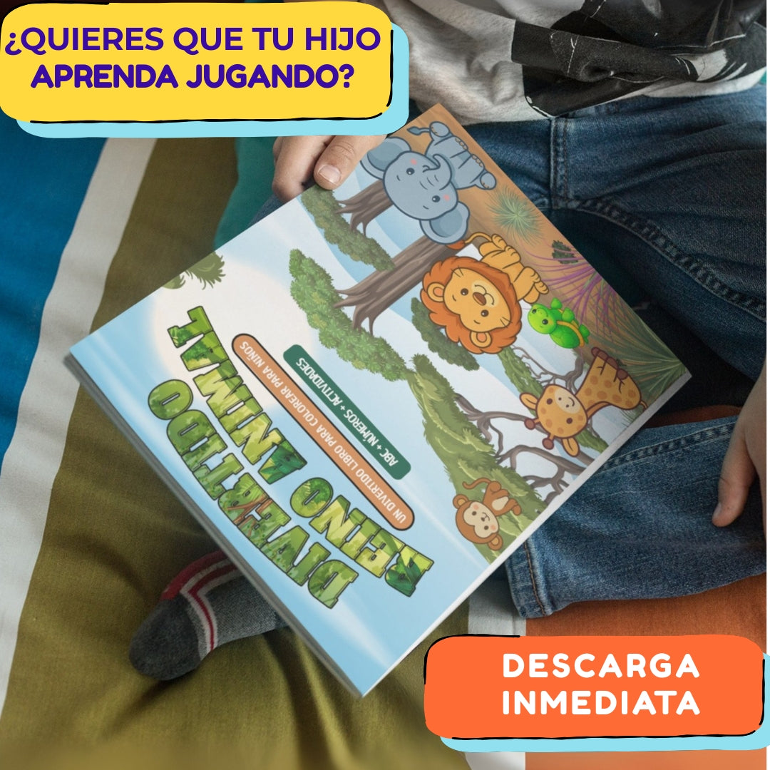 LIBRO PERSONALIZADO DIGITAL DIVERTIDO REINO ANIMAL: COLOREA, JUEGA Y APRENDE