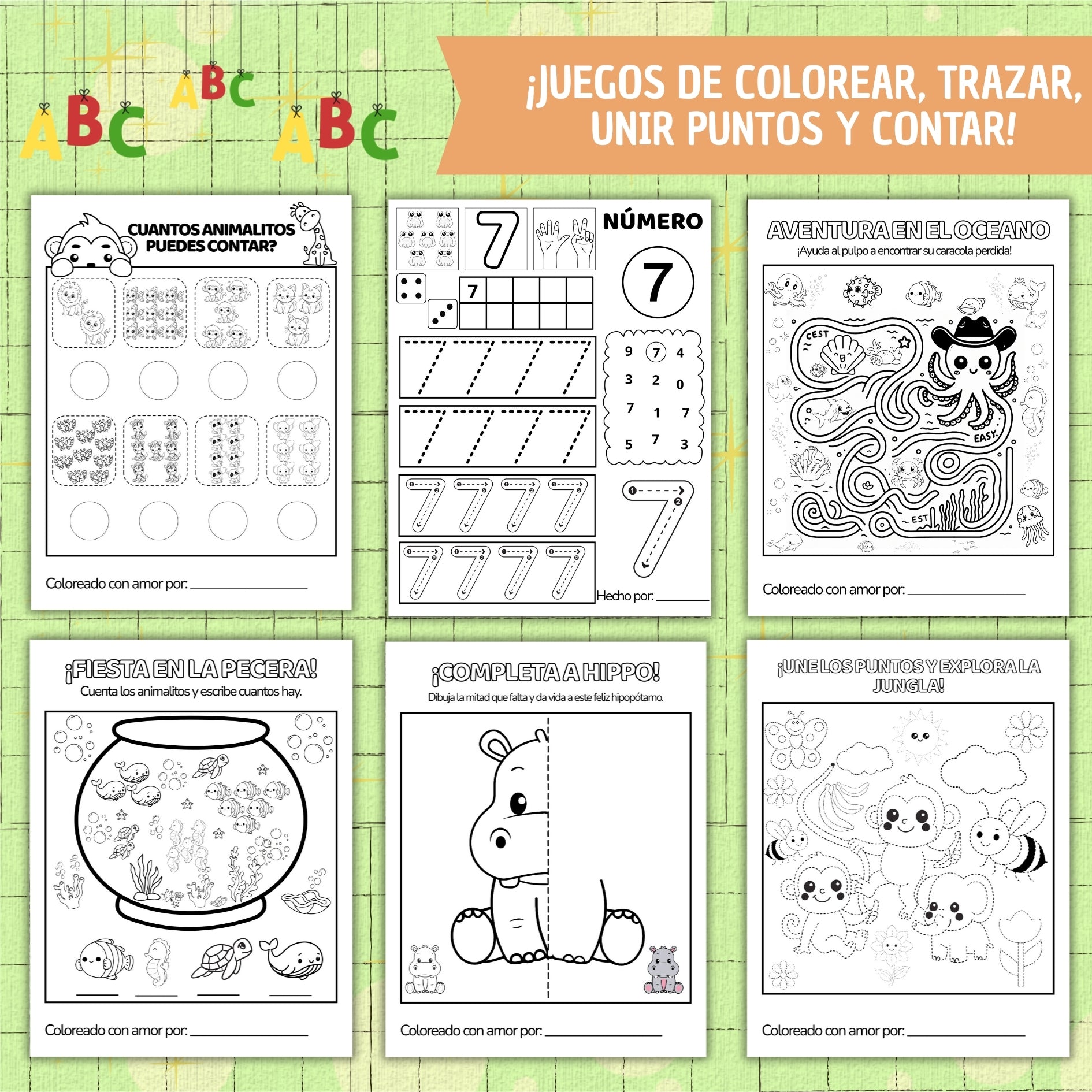 LIBRO PERSONALIZADO DIGITAL DIVERTIDO REINO ANIMAL: COLOREA, JUEGA Y APRENDE