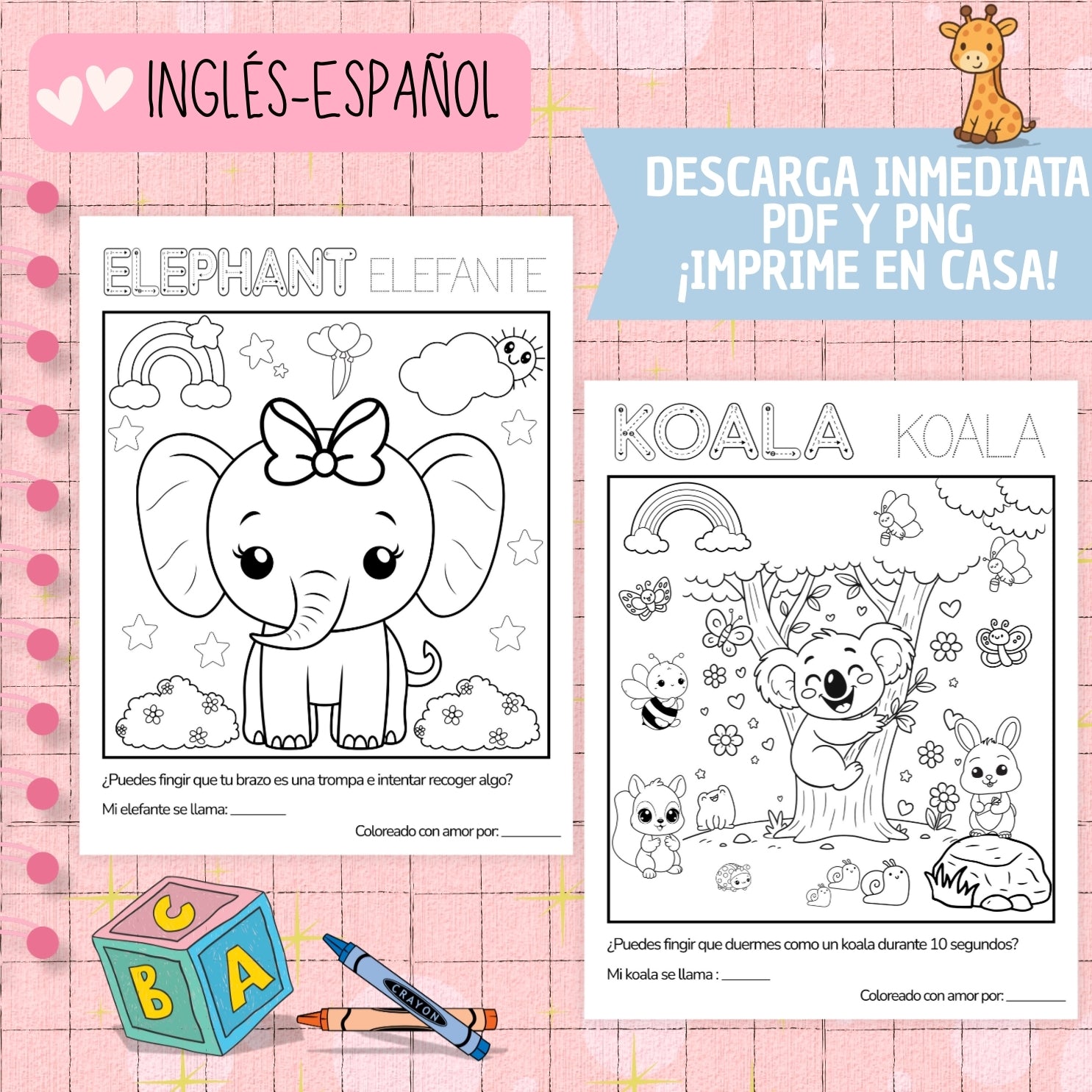 LIBRO DIGITAL BILINGÜE DIVERTIDO REINO ANIMAL: COLOREA, JUEGA Y APRENDE