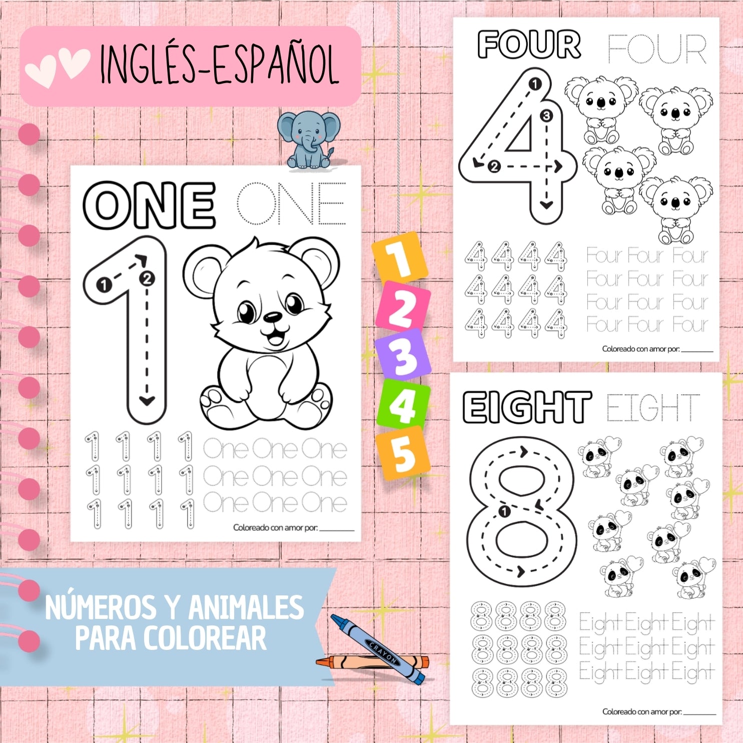LIBRO DIGITAL BILINGÜE DIVERTIDO REINO ANIMAL: COLOREA, JUEGA Y APRENDE