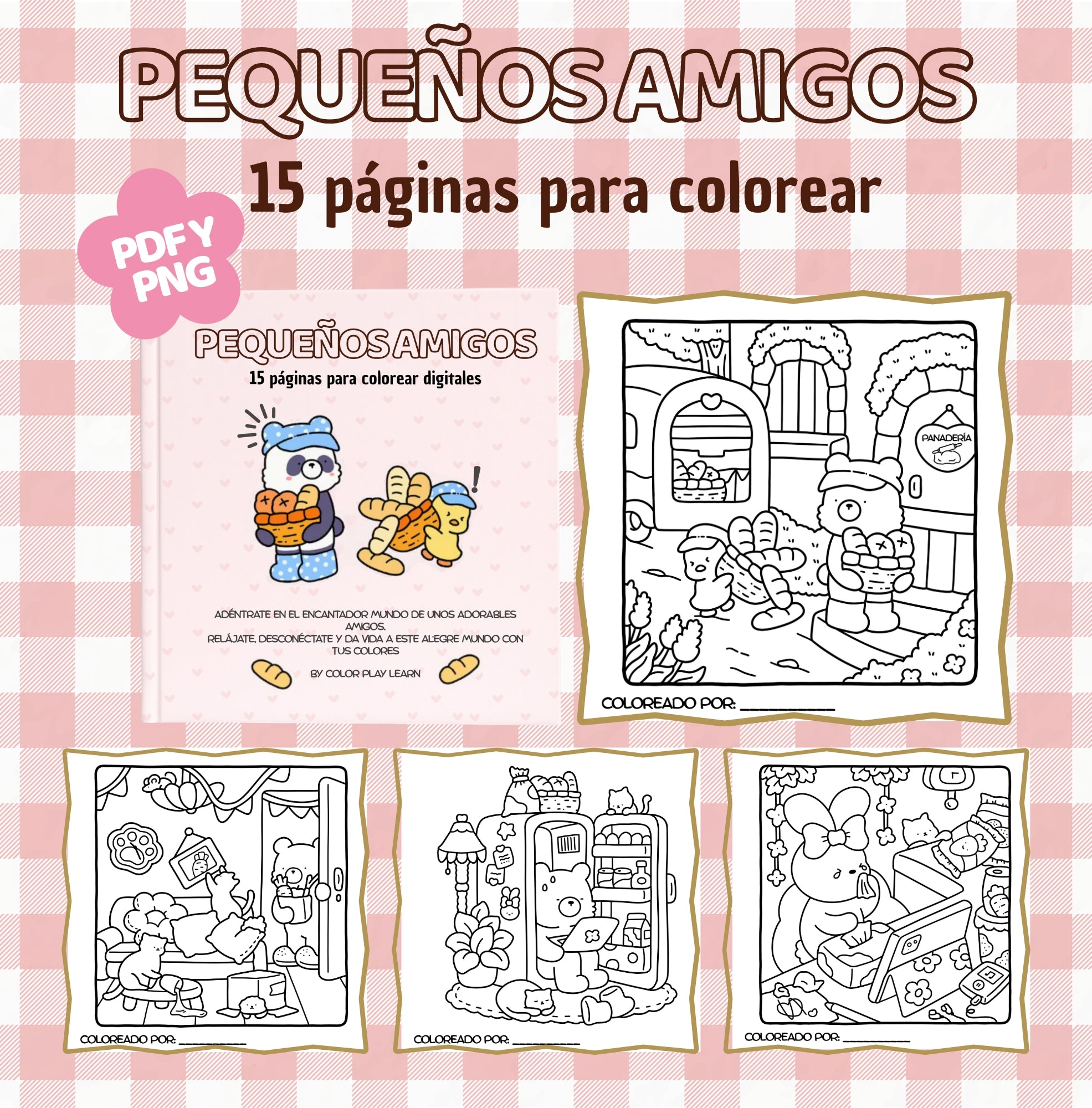 Combo digital para Colorear: El Pequeño Gatito + Pequeños Amigos