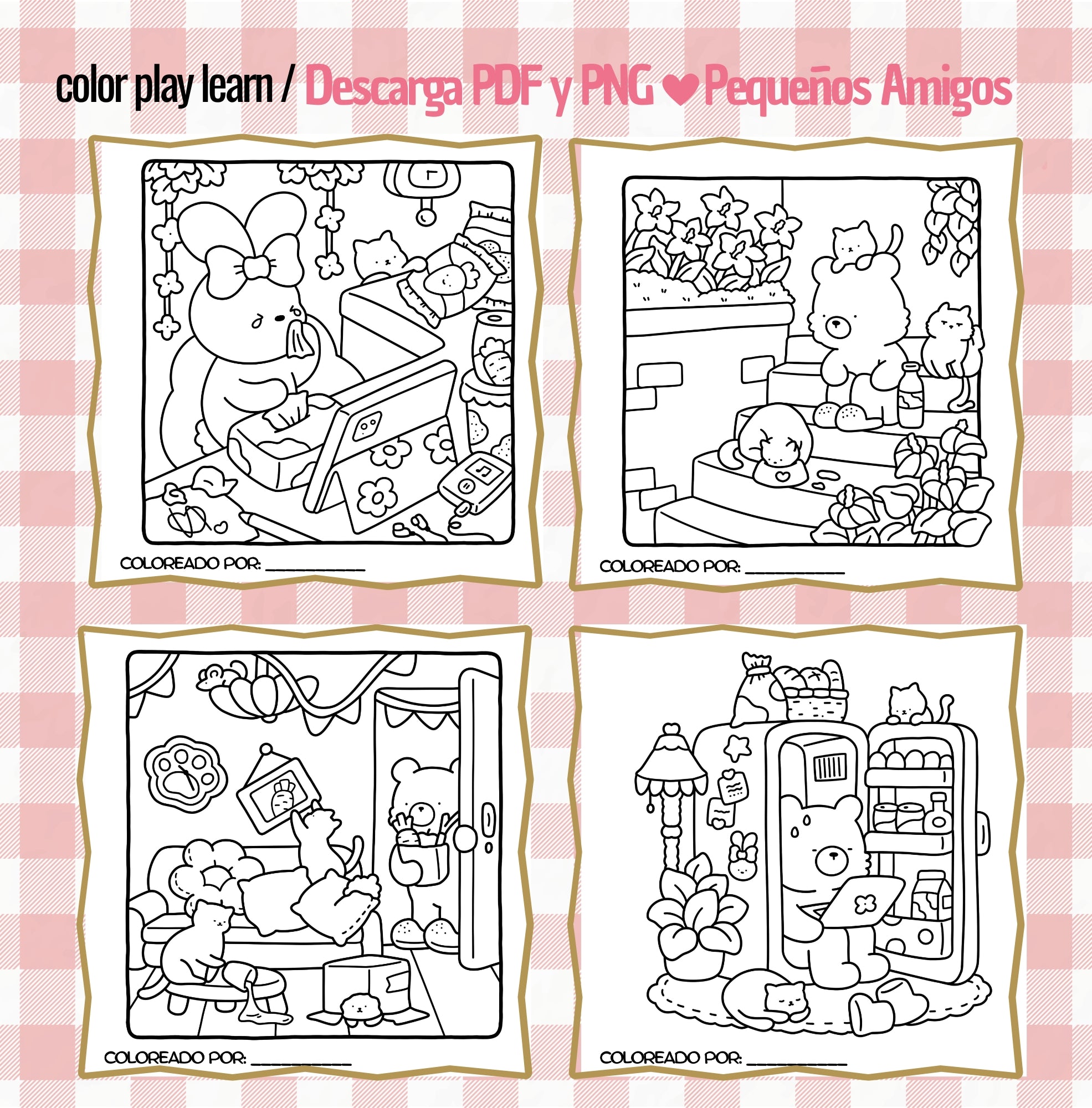 Combo digital para Colorear: El Pequeño Gatito + Pequeños Amigos