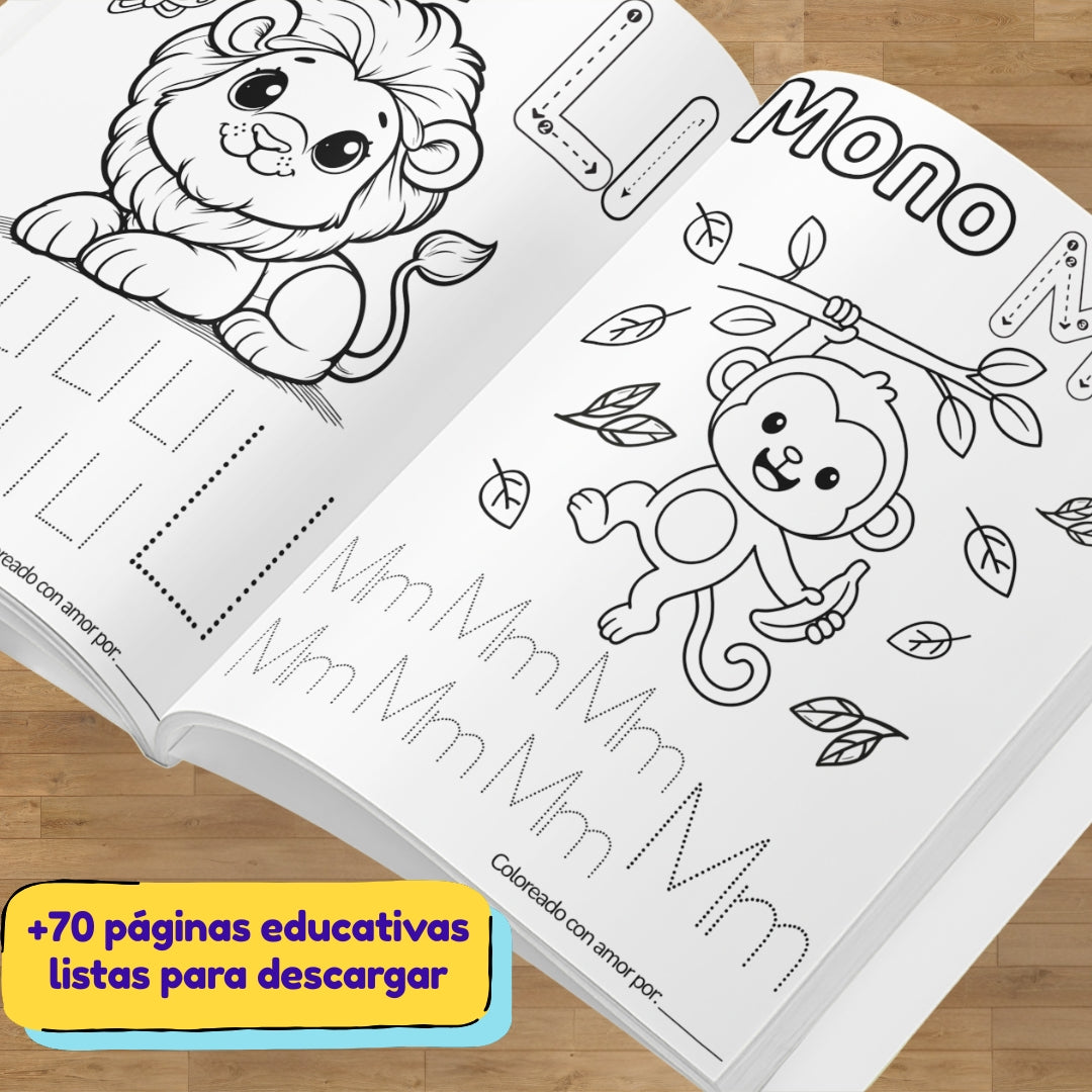 LIBRO PERSONALIZADO DIGITAL DIVERTIDO REINO ANIMAL: COLOREA, JUEGA Y APRENDE