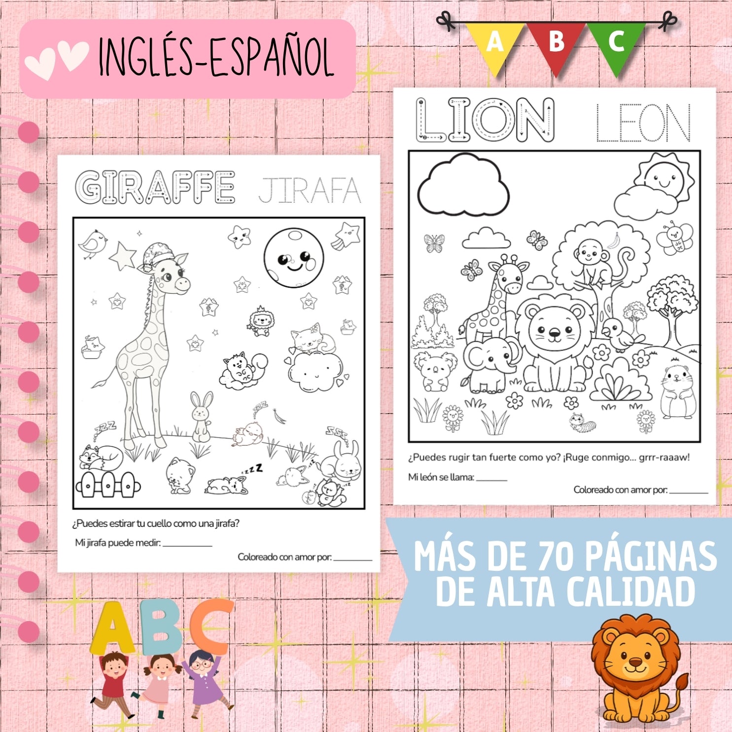 LIBRO DIGITAL BILINGÜE DIVERTIDO REINO ANIMAL: COLOREA, JUEGA Y APRENDE
