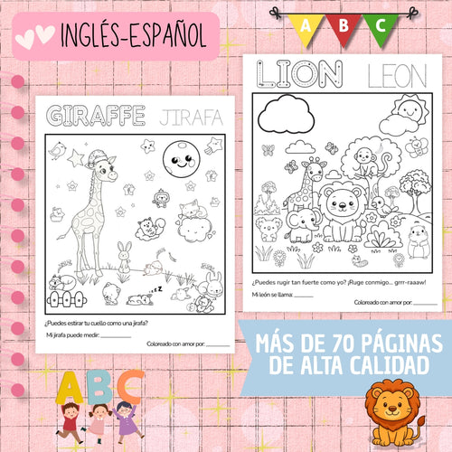 LIBRO DIGITAL BILINGÜE DIVERTIDO REINO ANIMAL: COLOREA, JUEGA Y APRENDE