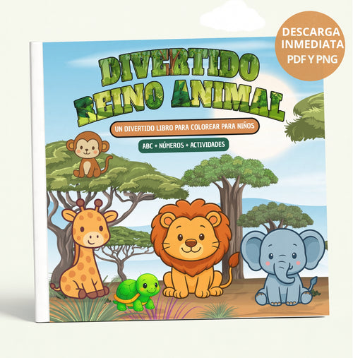 LIBRO DIGITAL DIVERTIDO REINO ANIMAL: COLOREA, JUEGA Y APRENDE