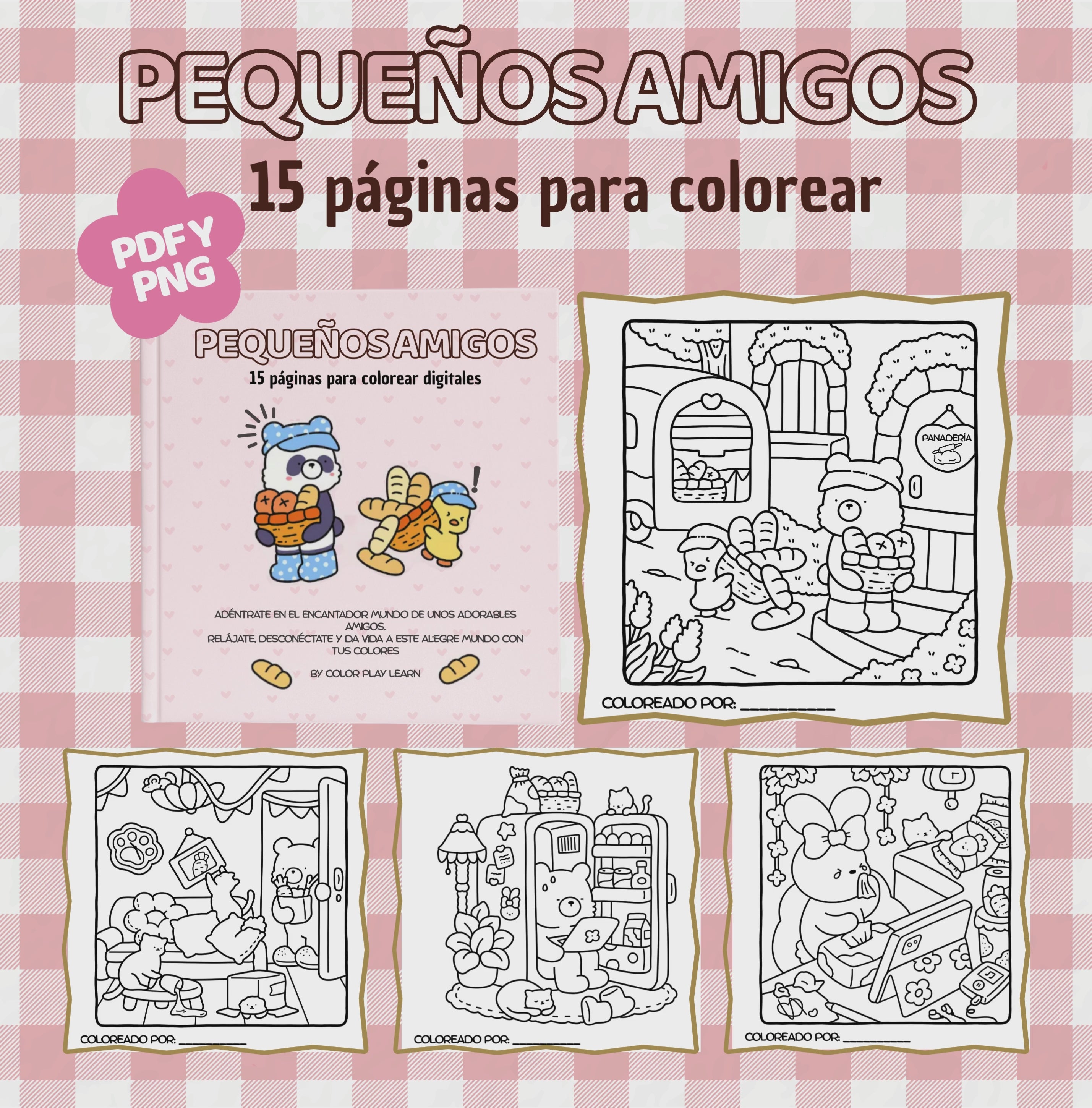 Combo digital para Colorear: El Pequeño Gatito + Pequeños Amigos